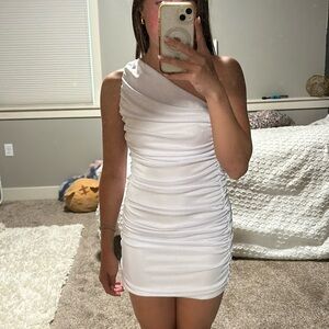 White one Shoulder Homecoming dress